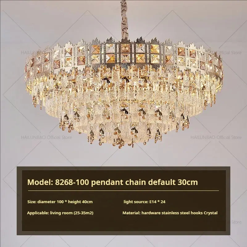 Gold Crystal Living Linear Chandelier