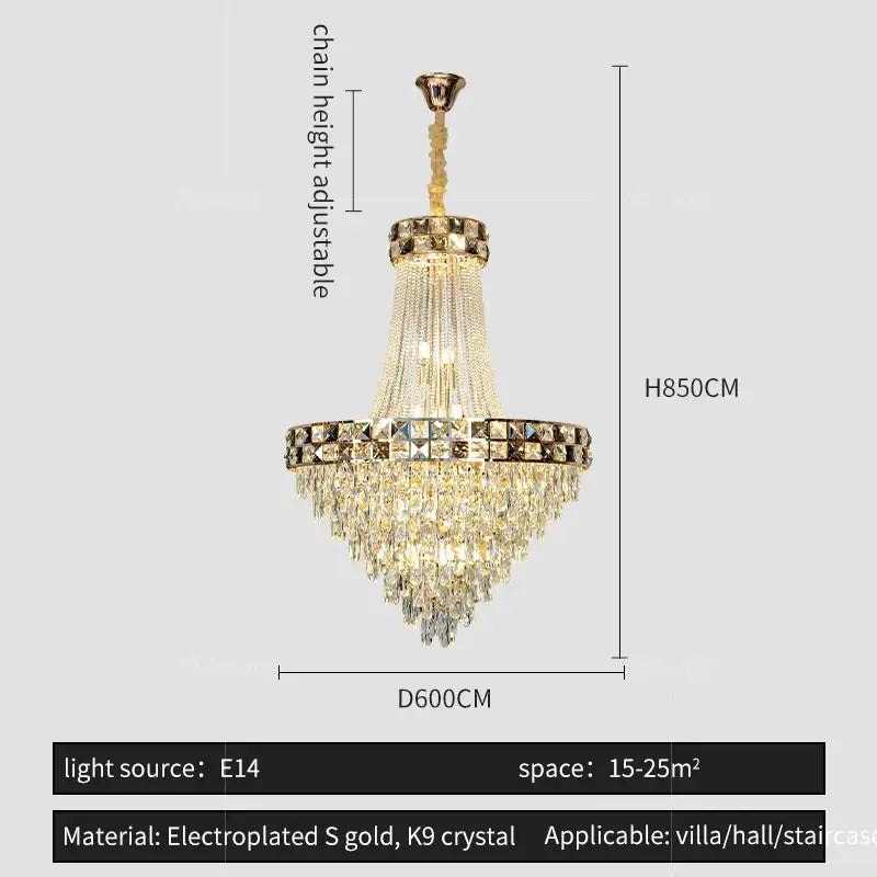 Gold Crystal Chandelier Up To 180cm Tall
