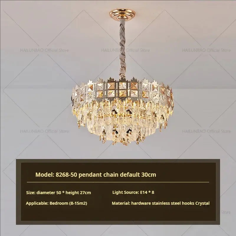 Gold Crystal Living Linear Chandelier