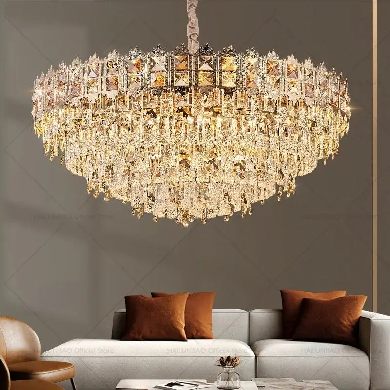 Gold Crystal Living Linear Chandelier