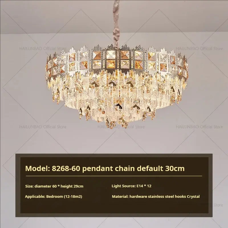 Gold Crystal Living Linear Chandelier