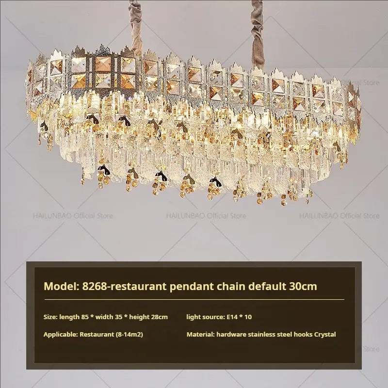Gold Crystal Living Linear Chandelier