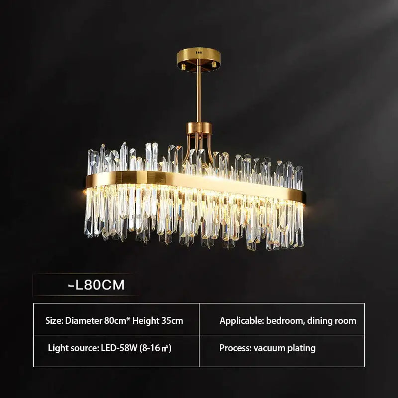 Oval Crystal Dining Chandelier Remote-Dimmable
