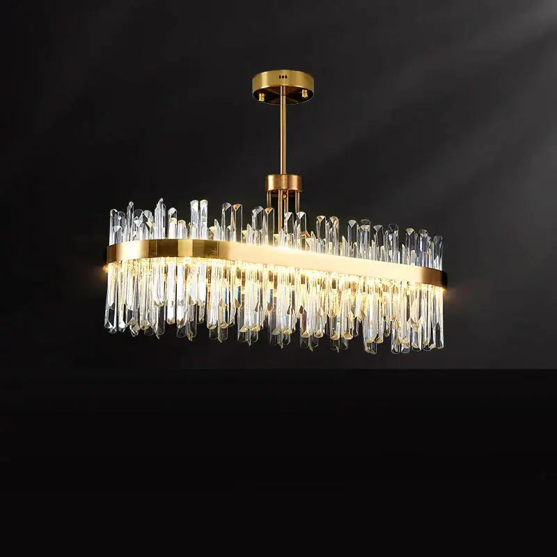 Oval Crystal Dining Chandelier Remote-Dimmable