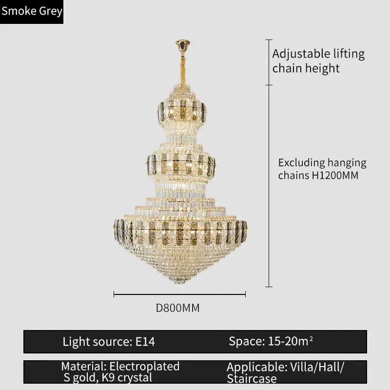 Amber Crystal Duplex Chandelier