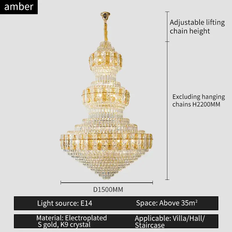 Amber Crystal Duplex Chandelier
