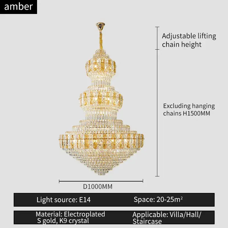 Amber Crystal Duplex Chandelier