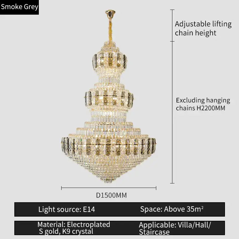 Amber Crystal Duplex Chandelier