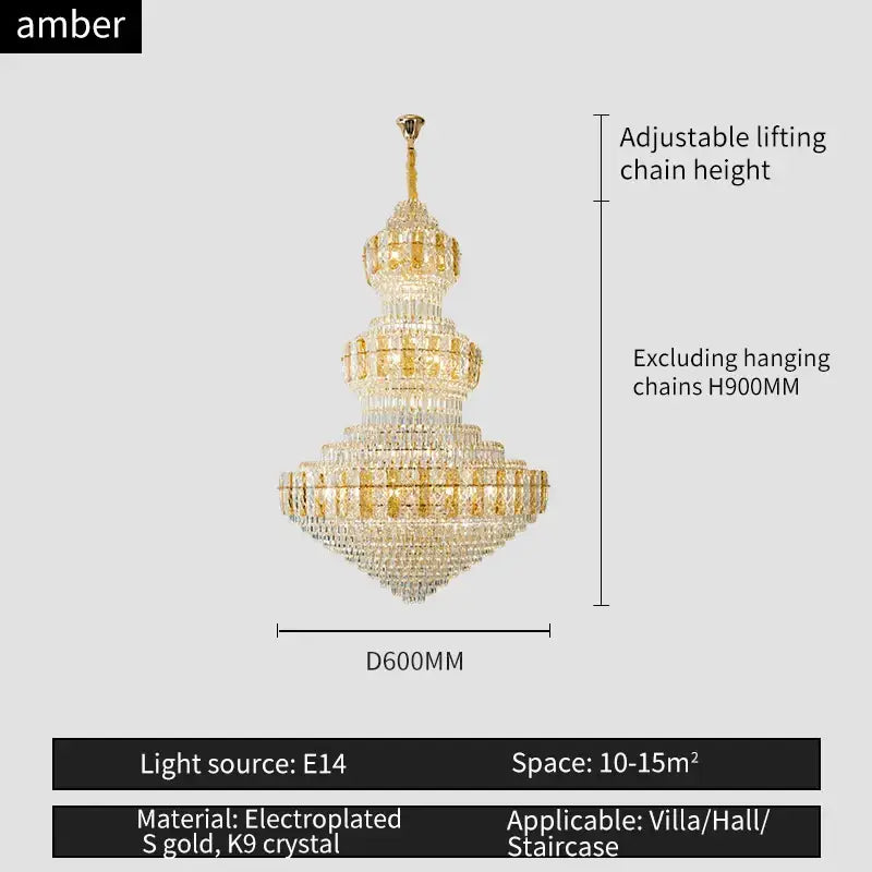 Amber Crystal Duplex Chandelier