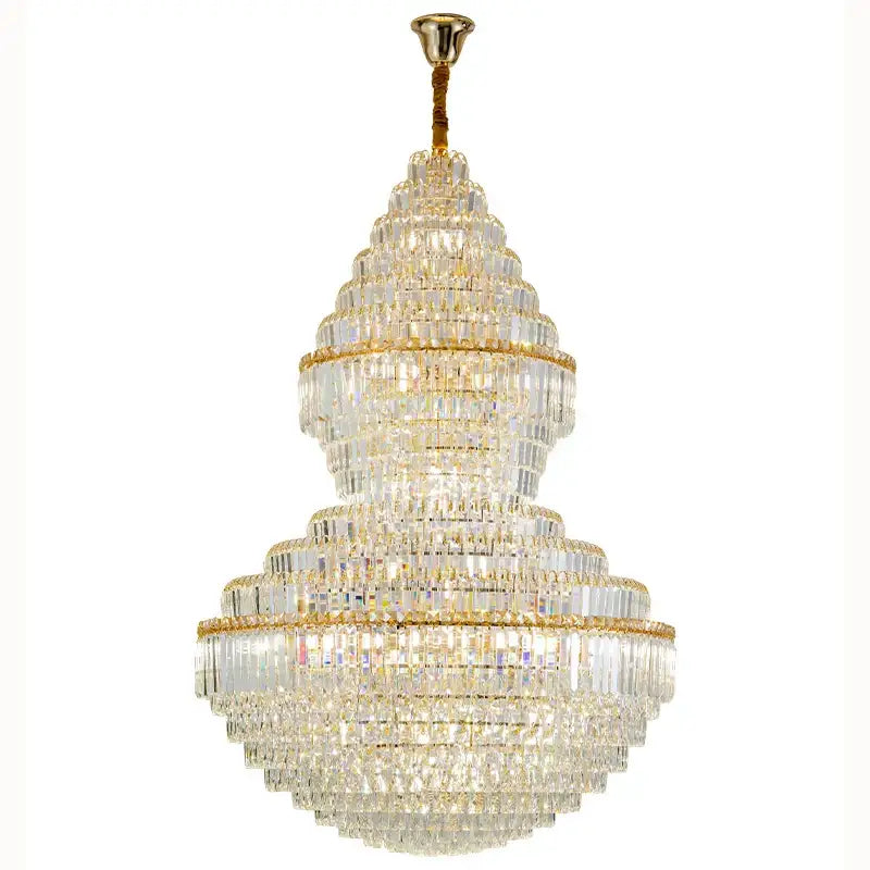 Gold Hollow Crystal Chandelier