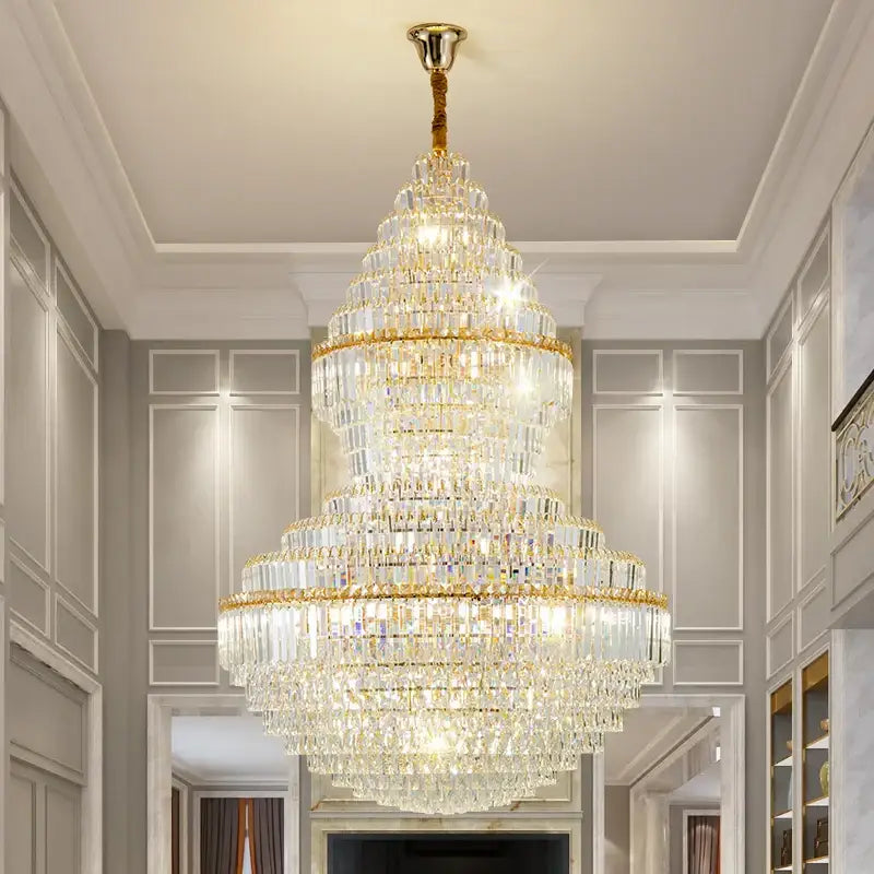 Gold Hollow Crystal Chandelier