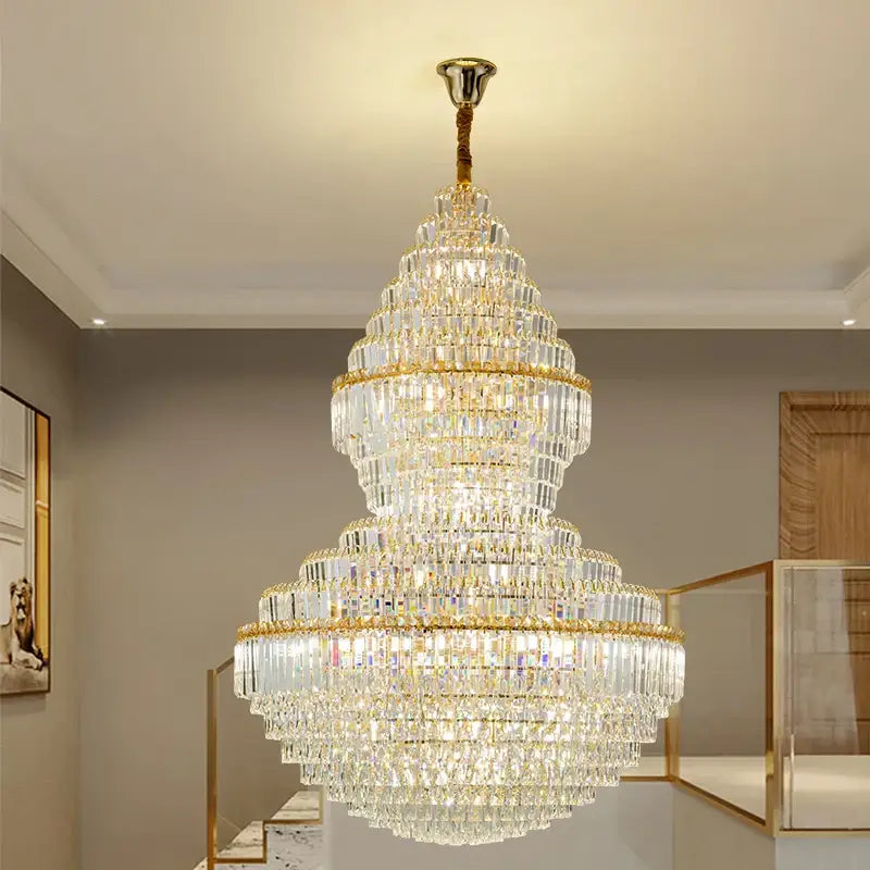 Gold Hollow Crystal Chandelier