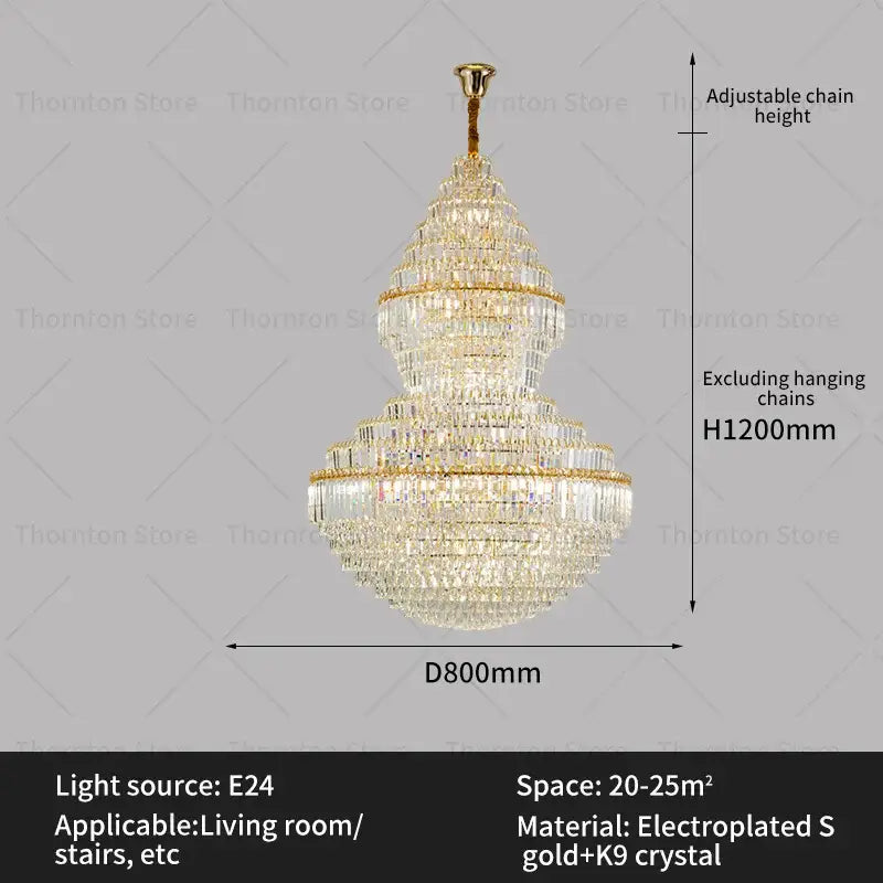 Gold Hollow Crystal Chandelier