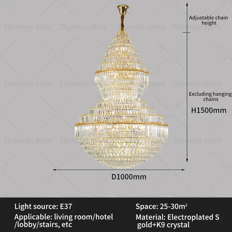 Gold Hollow Crystal Chandelier