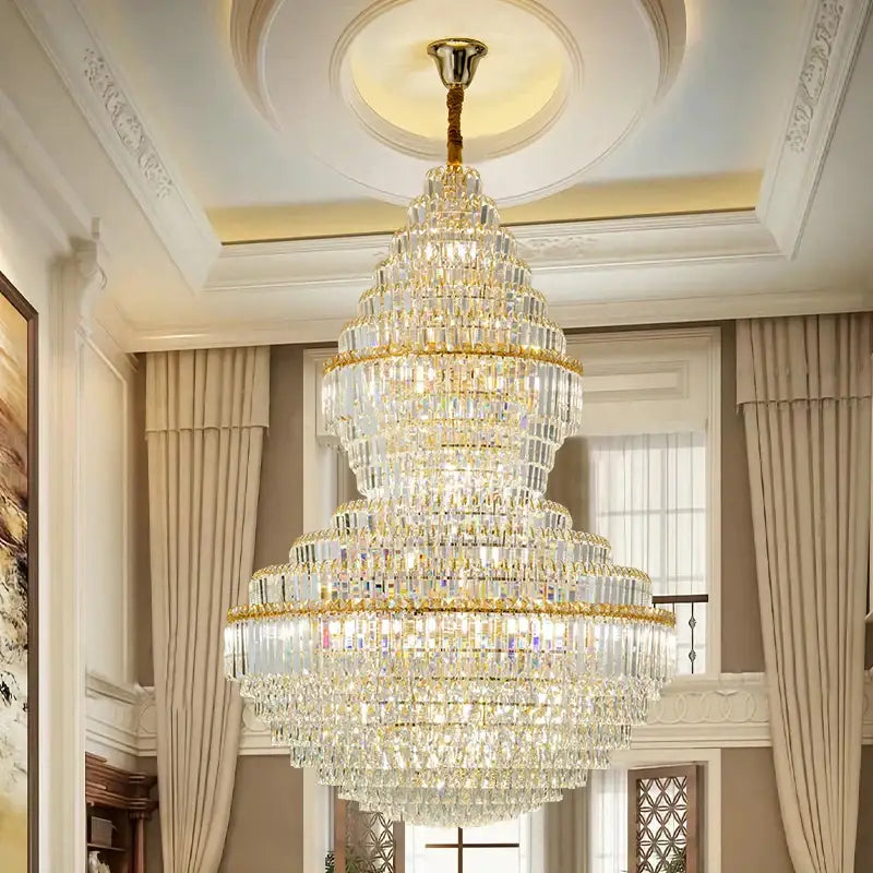 Gold Hollow Crystal Chandelier