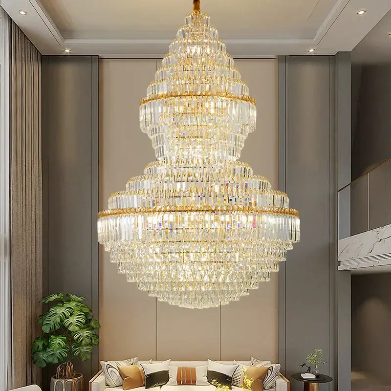 Gold Hollow Crystal Chandelier