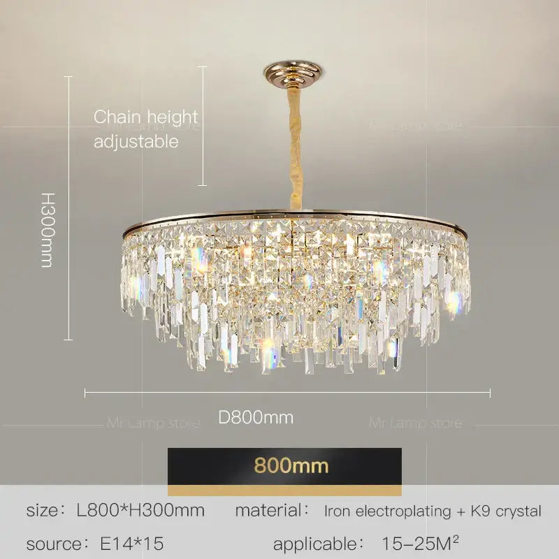 Gold Crystal LED 95cm Opulent Chandelier