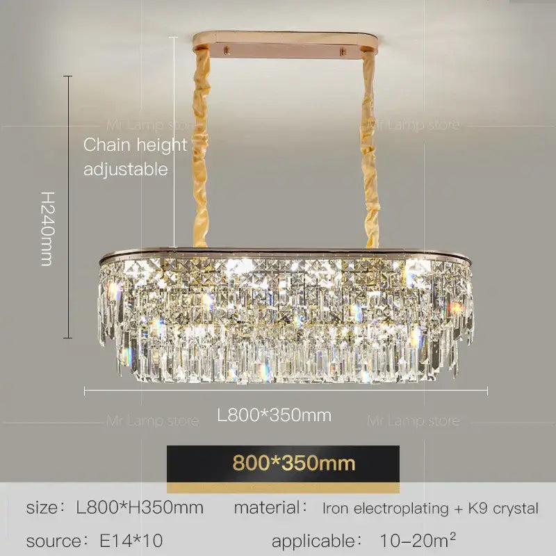 Gold Crystal LED 95cm Opulent Chandelier