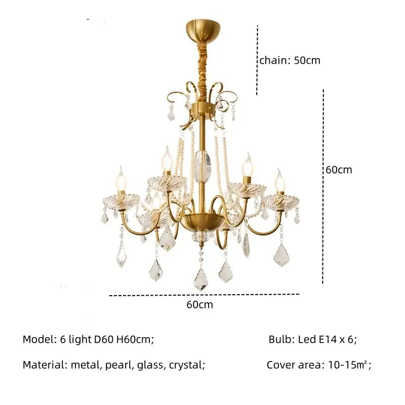 Gold Crystal Pendant Light 8-Light D78cm