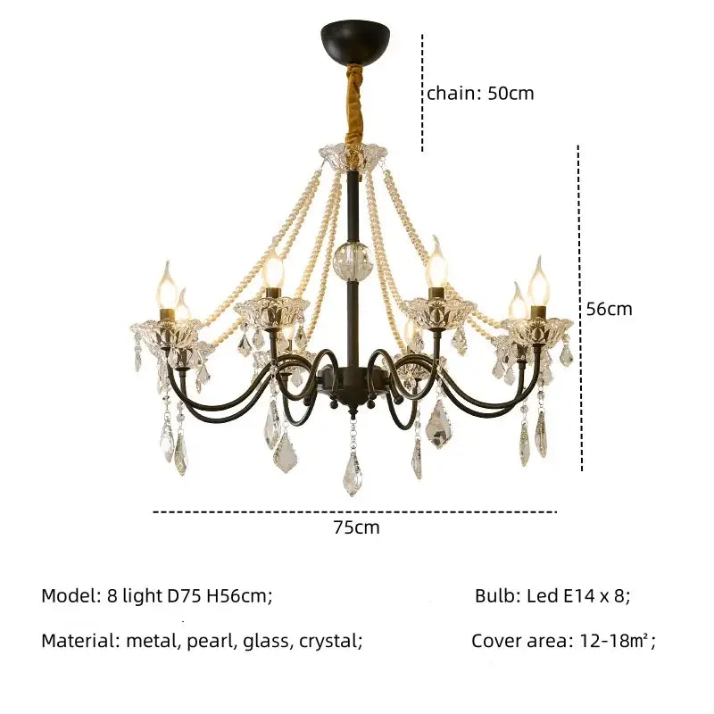 Gold Crystal Pendant Light 8-Light D78cm