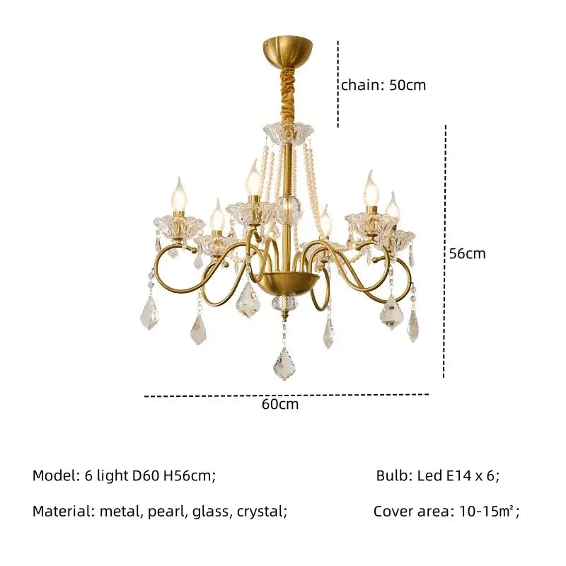 Gold Crystal Pendant Light 8-Light D78cm