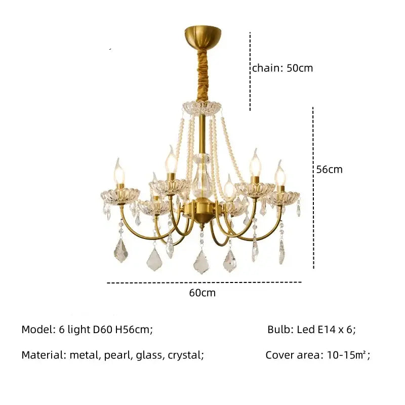 Gold Crystal Pendant Light 8-Light D78cm