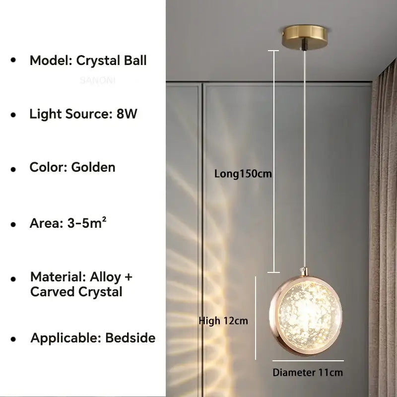 Gold Crystal Ball Chandelier with Dandelion Pattern