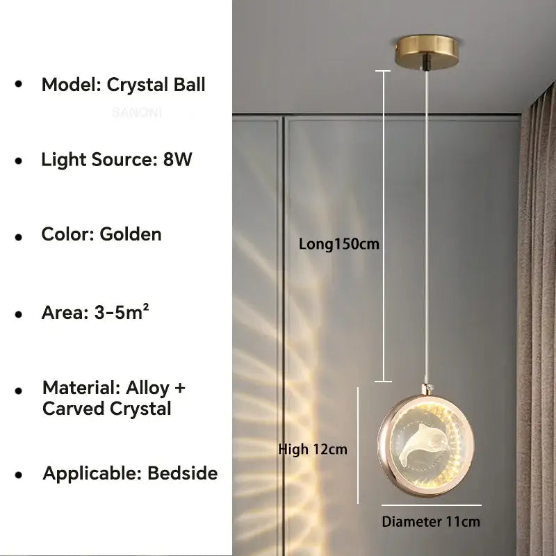 Gold Crystal Ball Chandelier with Dandelion Pattern