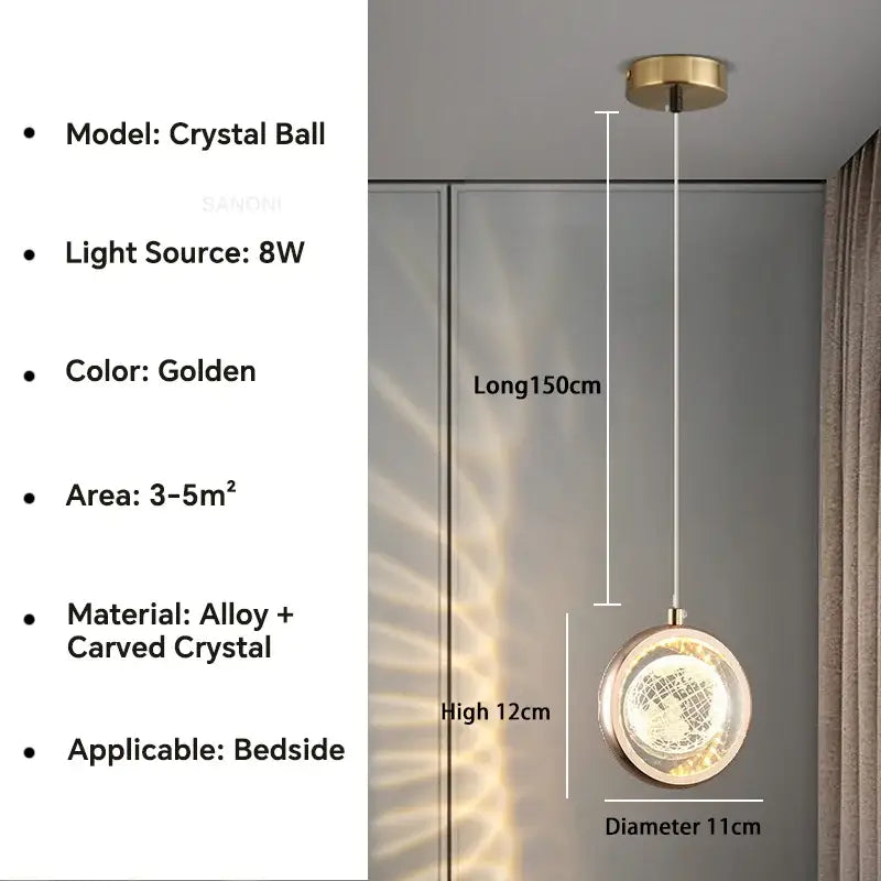 Gold Crystal Ball Chandelier with Dandelion Pattern