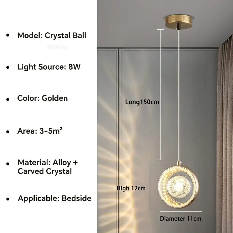 Gold Crystal Ball Chandelier with Dandelion Pattern