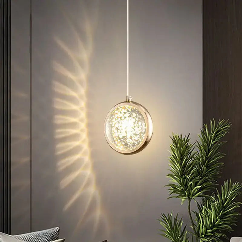 Gold Crystal Ball Chandelier with Dandelion Pattern