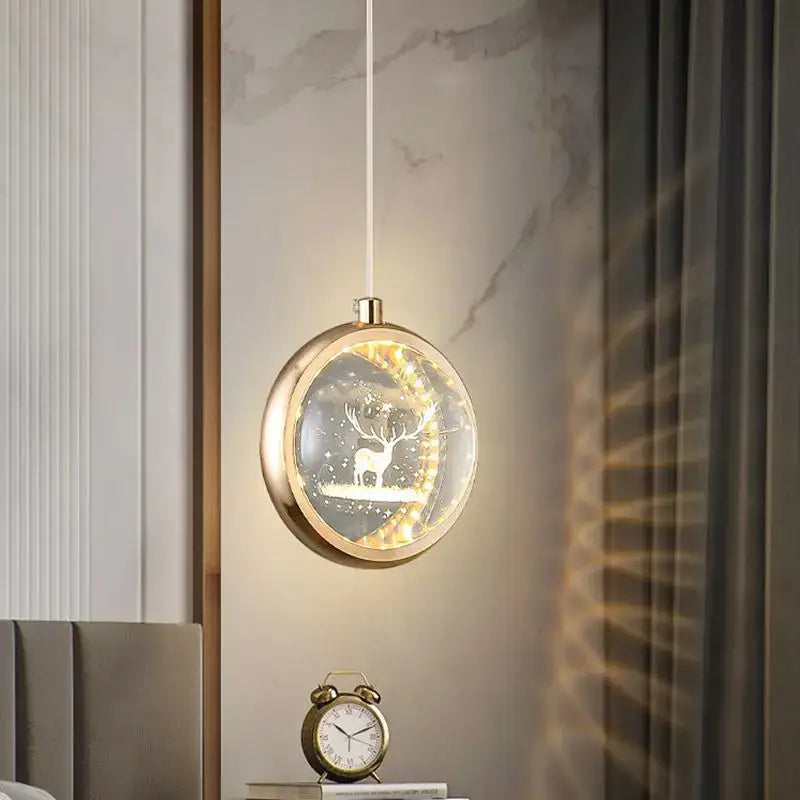 Gold Crystal Ball Chandelier with Dandelion Pattern