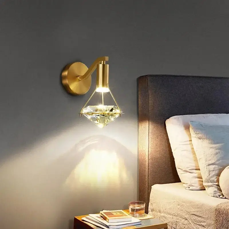 Gold Diamond Crystal Wall Lamp