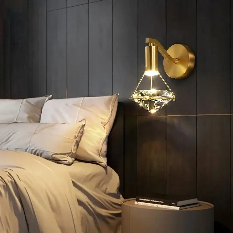 Gold Diamond Crystal Wall Lamp