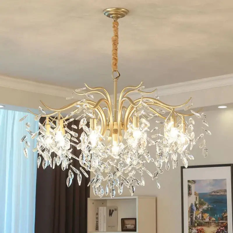 Gold Crystal LED Chandelier 4 To 13 Lights