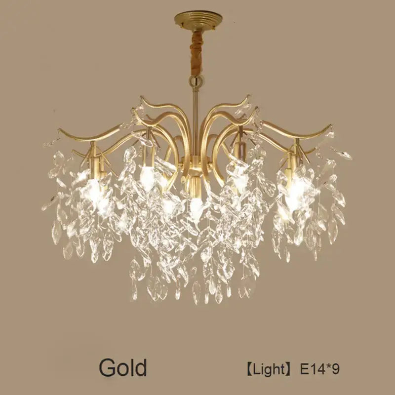 Gold Crystal LED Chandelier 4 To 13 Lights