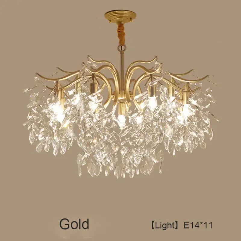 Gold Crystal LED Chandelier 4 To 13 Lights
