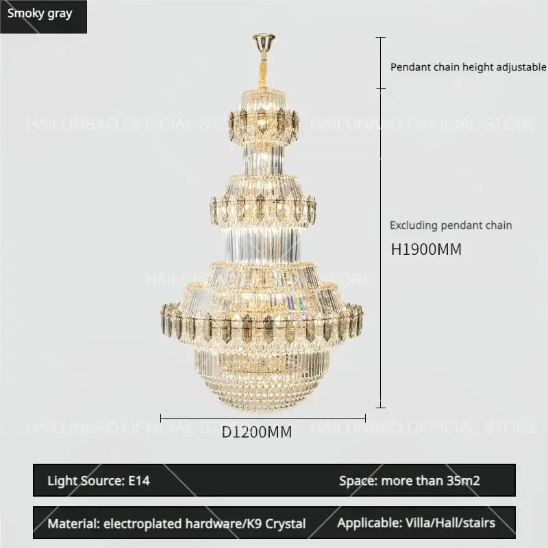 Gold Crystal Living Chandelier XL High-Ceiling