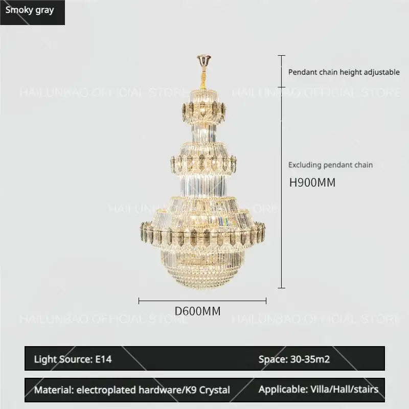 Gold Crystal Living Chandelier XL High-Ceiling