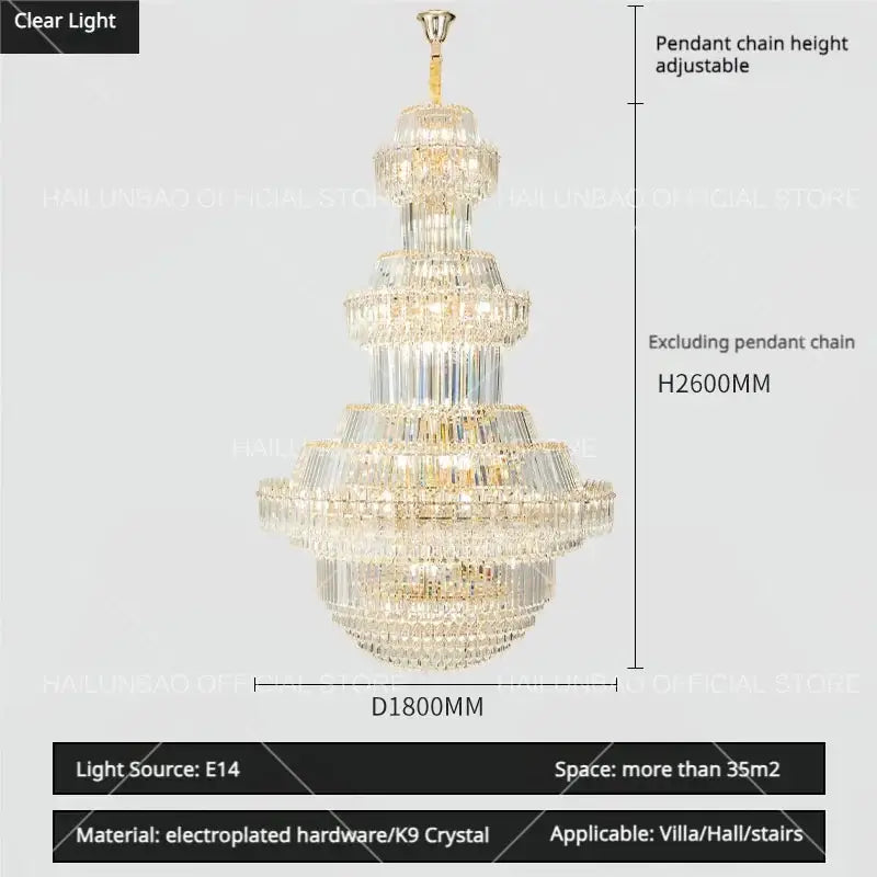 Gold Crystal Living Chandelier XL High-Ceiling