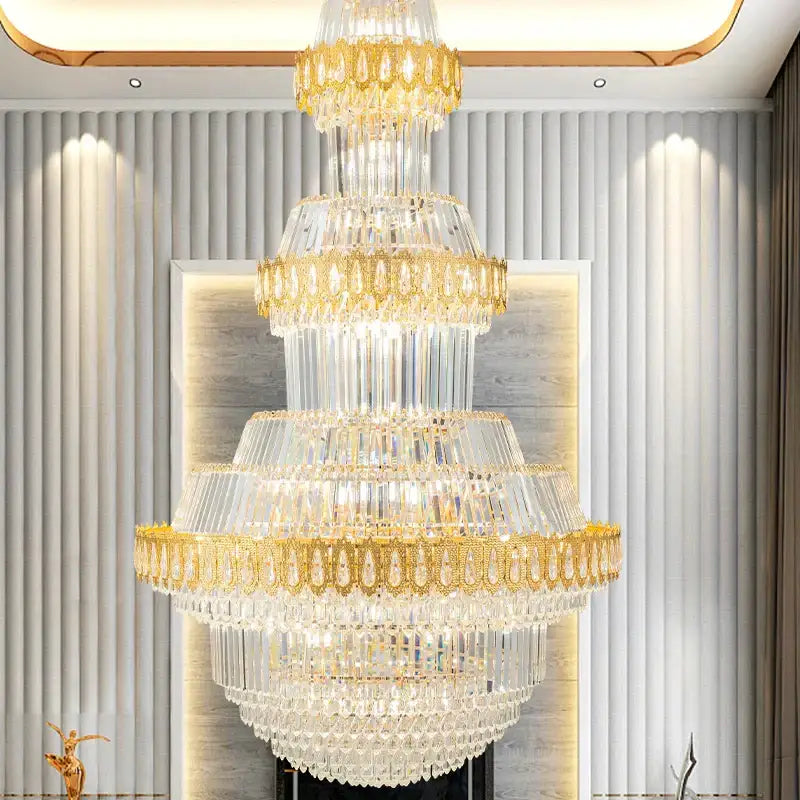 Gold Crystal Living Chandelier XL High-Ceiling