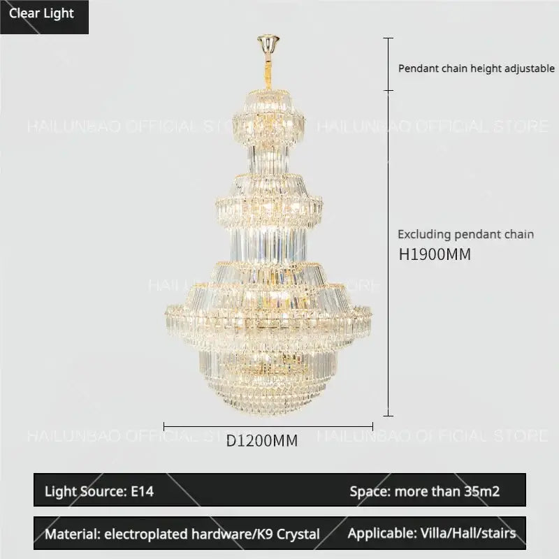 Gold Crystal Living Chandelier XL High-Ceiling