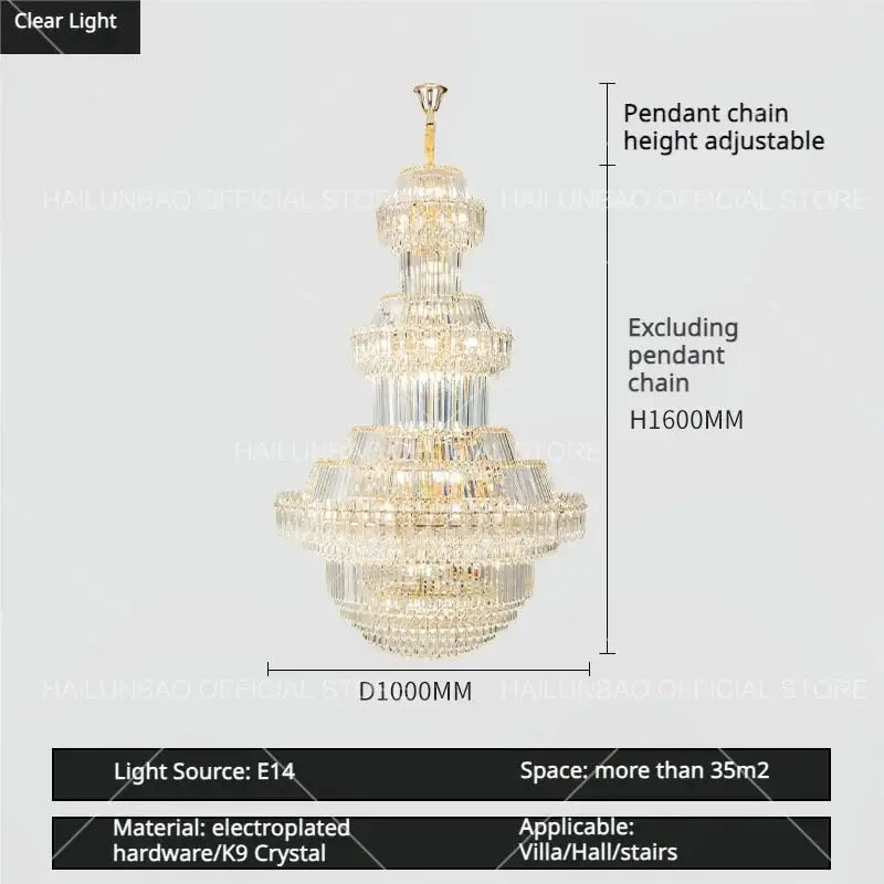 Gold Crystal Living Chandelier XL High-Ceiling