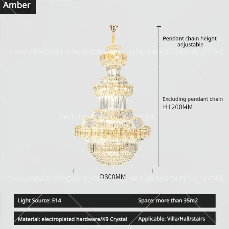 Gold Crystal Living Chandelier XL High-Ceiling