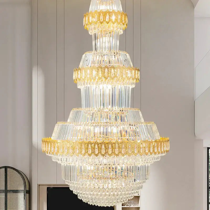 Gold Crystal Living Chandelier XL High-Ceiling