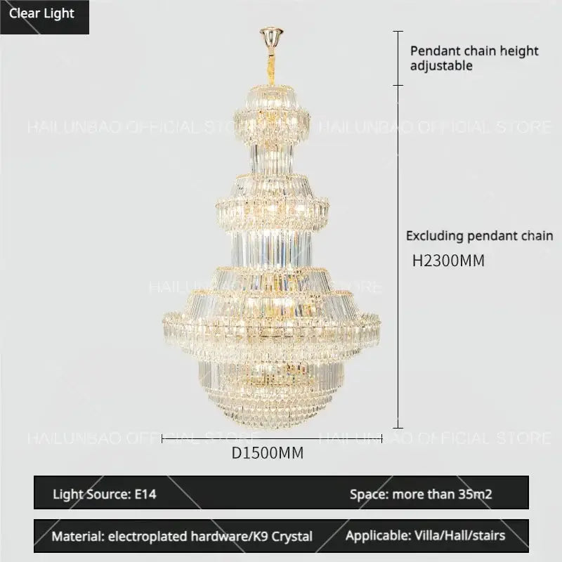 Gold Crystal Living Chandelier XL High-Ceiling