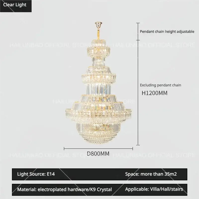 Gold Crystal Living Chandelier XL High-Ceiling