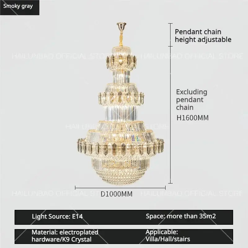 Gold Crystal Living Chandelier XL High-Ceiling