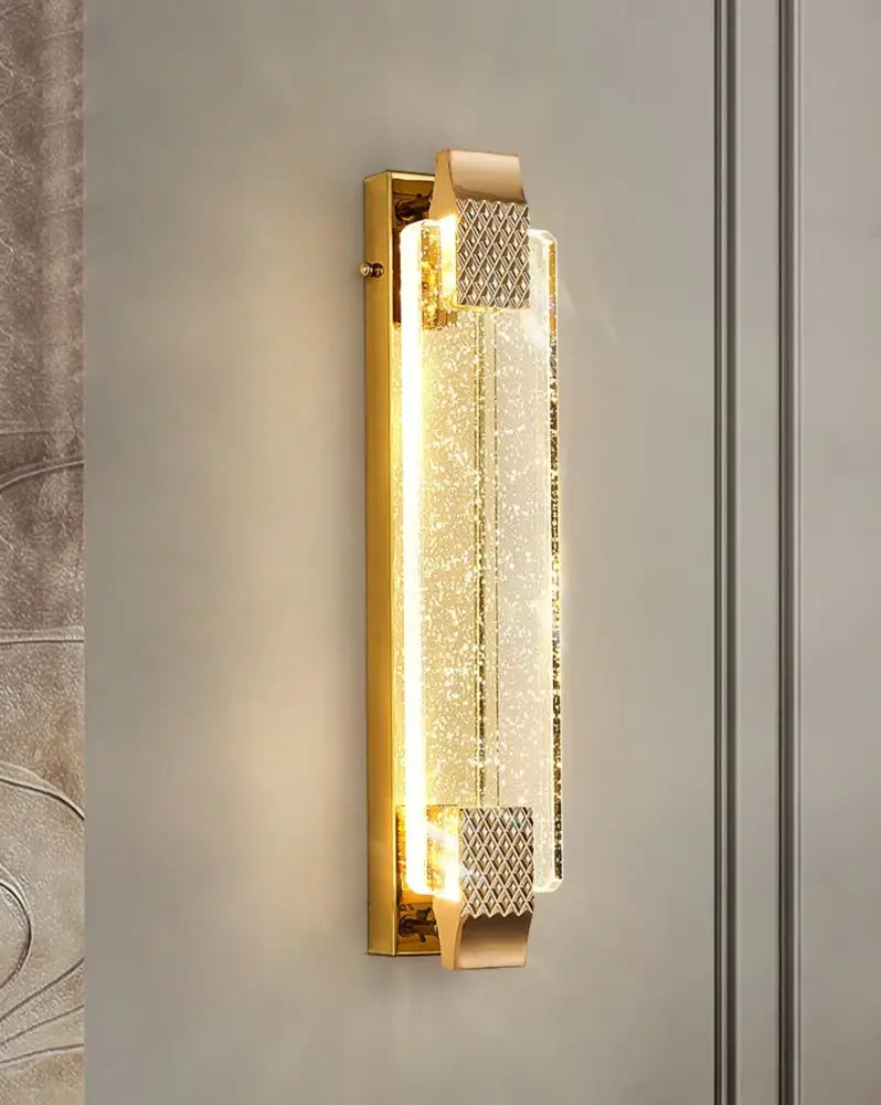 Gold Rectangular Crystal Lamp