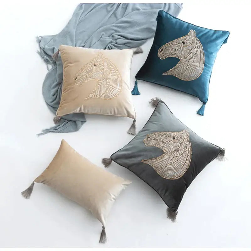 Gold Rhinestone Square Pillow